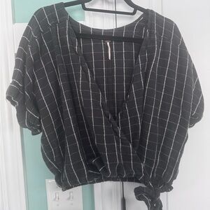 Free People Grid Plaid Blouse